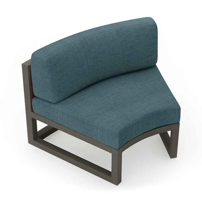Avion Curve Seat - Black, Cast Lagoon Sunbrella® Plainweave, Slate