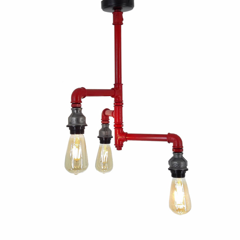 Lustre unique à 3 lumières Rianne, Rouge / noir
