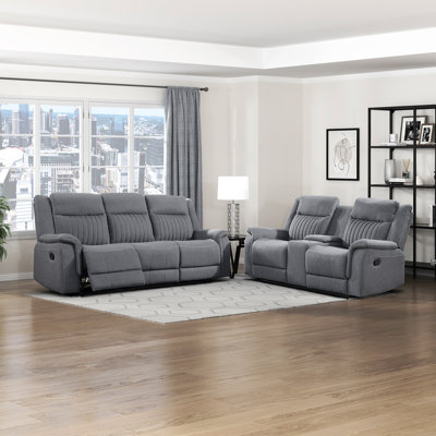 Hennig Modern & Contemporary 2-Piece Living Room Set with Polished Microfiber Upholstery, Stylish Contrast Piping & Foam over Pocket Coils Comfort by Latitude Run