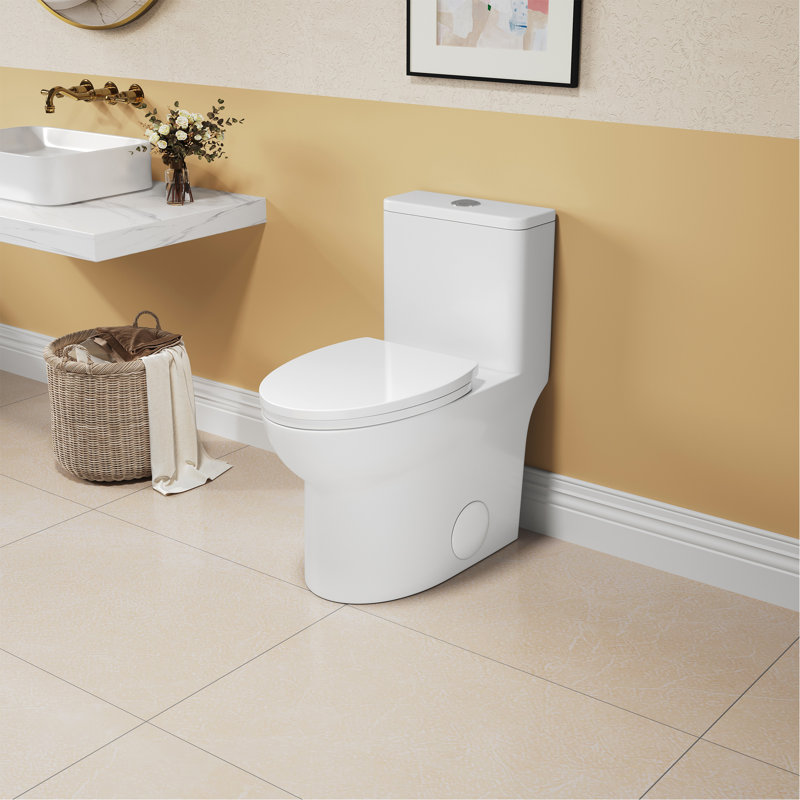1.1/1.6 GPF Elongated Comfort Height Floor Mounted One-Piece Toilet, CUPC Certified, Watersense Cetified, Ceramic, White Color, Soft Close Seat