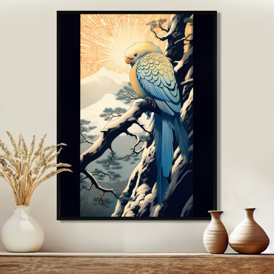 Oiseau bleu sur hiver Brench - Art mural oiseau