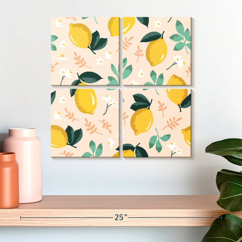Yarlin Lemon And Flowers Pattern, 18" H x 18" W