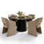 Ensemble de table de salle à manger pour 4 personnes avec table ronde et 4 chaises rembourrées-661102249-661102247