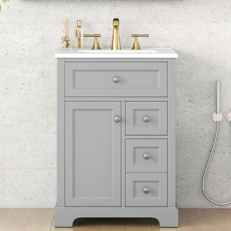 Ensemble de meuble-lavabo moderne 24 "avec plateau en céramique, Gris