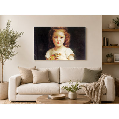 Petite fille tenant des pommes - reproduction d'art sur toile