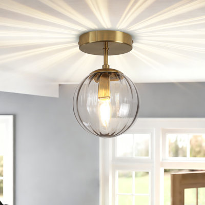 Plafonnier semi-encastré en verre 1 lumière