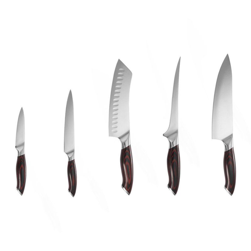 Ensemble de couteaux de cuisine, 5 couteaux tranchants en acier inoxydable à haute teneur en carbone, durable et résistant à la rouille, coutellerie de cuisine professionnelle avec poignée ergonomique résistante aux fissures, pour une coupe précise