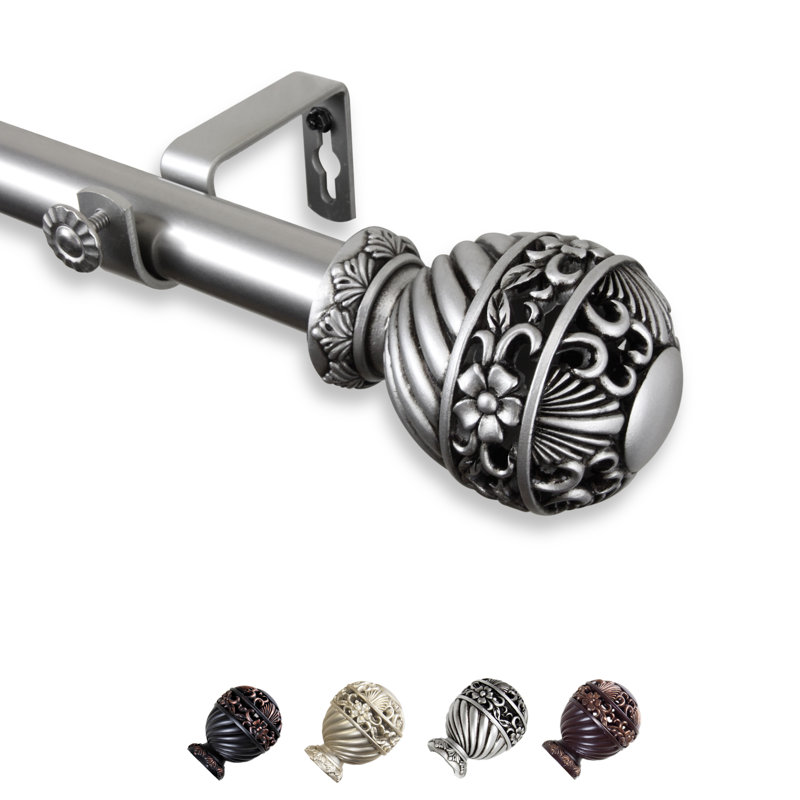 Mcgarvey Adjustable 1'' Single Curtain Rod, 160" - 240" W, Satin Nickel