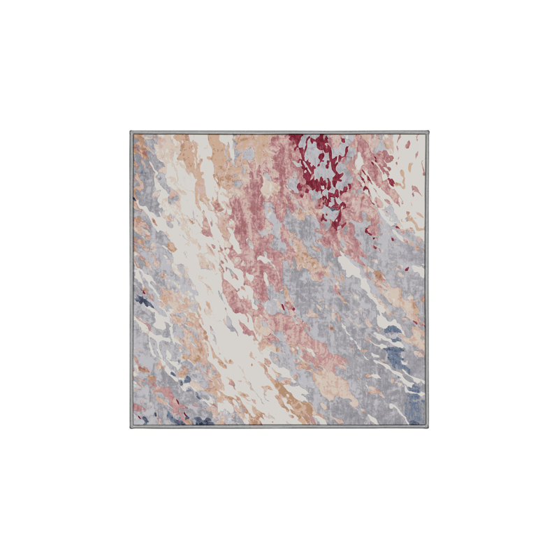 Machine Washable Gray Area Rug, Square 8'