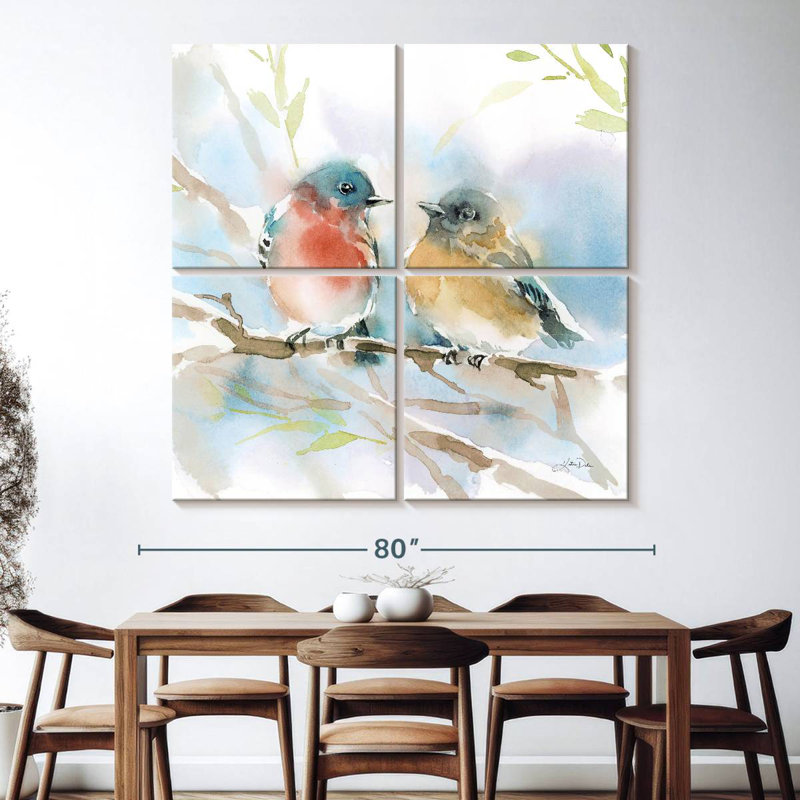 Brampt Bluebird Pair In Spring, 74" H x 74" W