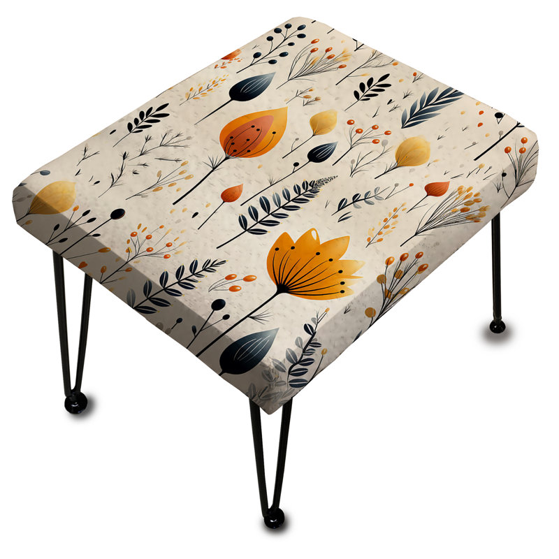 Charme nordique ivoire et beige floral - Repose-pieds rectangulaire floral