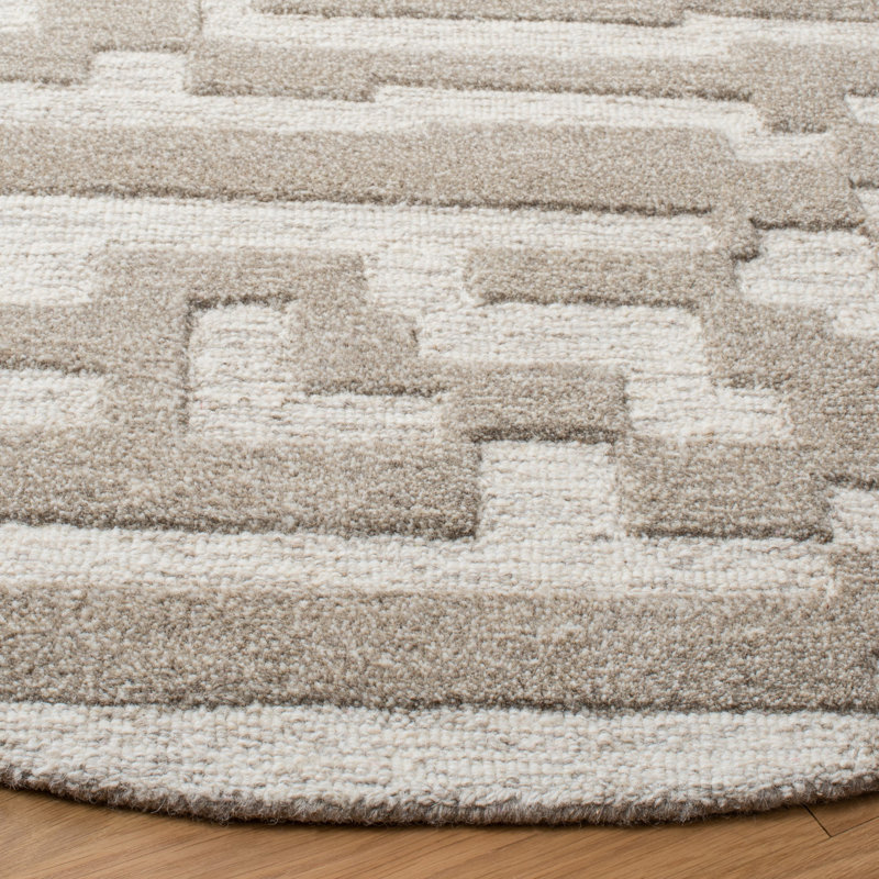 Adolphine Hand Tufted Wool Abstract Rug, Round 6'
