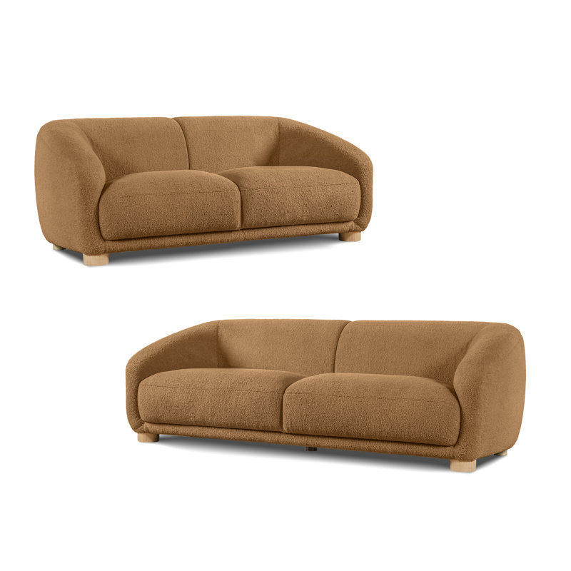 Celal Sofa Set, Brown, 2 Pcs: Loveseat, Sofa