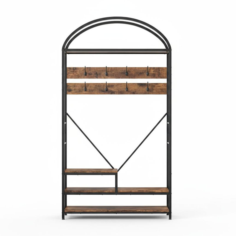 Vintage Iron Arch Hallway Coat Rack, Space-Saving Entryway Organizer