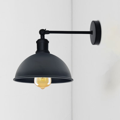 Janessa 1-Light Iron Swing Arm Dome Wall Sconce