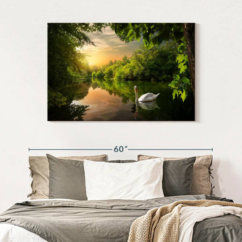 Harnek cygne serein dans la jungle, H 32 po x l 48 po