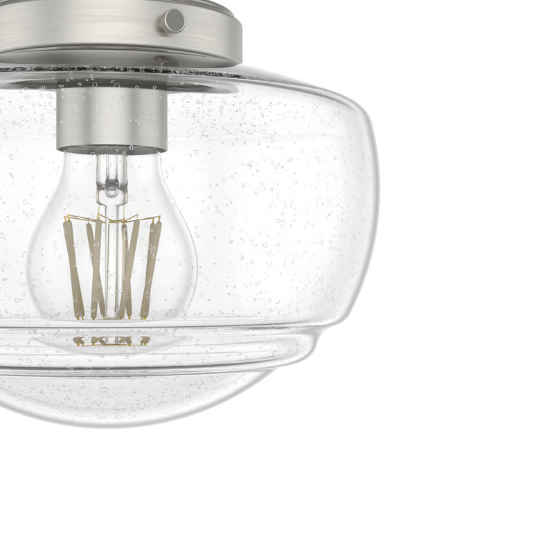 Hunter Saddle Creek 1 Light Mini Flush Mount Ceiling Light Fixture, Brushed Nickel, Clear Seeded