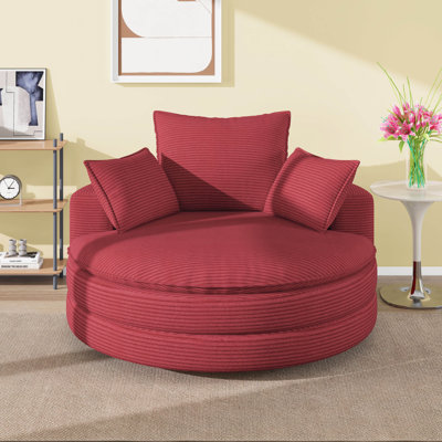 Boneless 360° Swivel Sofa Chair, 57.5" Accent Barrel Chair, Swivel Round Chair With Dual-Layer Cushion Design And 3 Removable Pillows