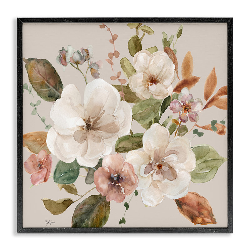 Ensemble de fleurs giclées, par Livi Finn, H 12 po x l 12 po, Giclée encadrée noir minuit