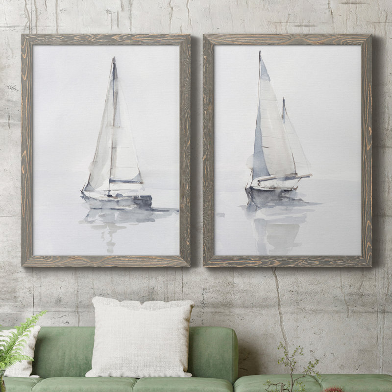 Alfhild Misty Harbor I, toile encadrée de qualité supérieure - prête à être accrochée, Toile encadrée, H 24 po x l 36 po