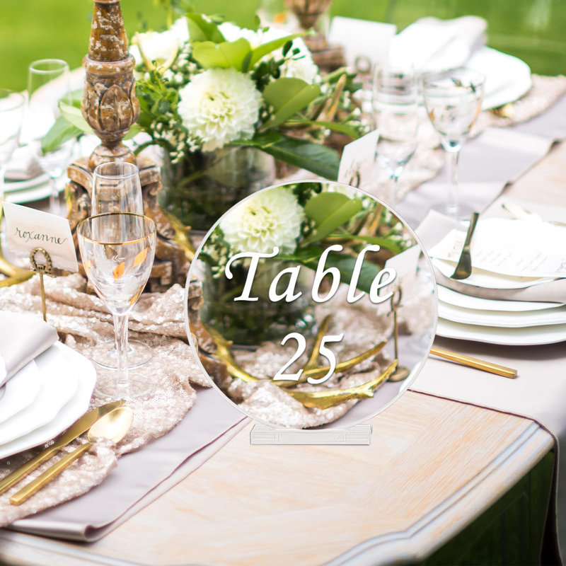 Clear Orbicular Table Numbers For Weddings