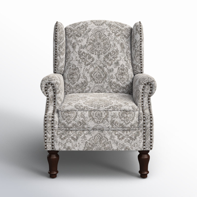 Anndi Upholstered Wingback Accent Chair, Beige Chenille