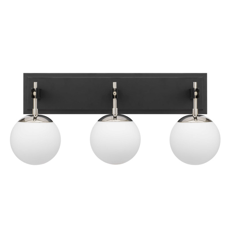 Allie Bathroom Vanity Light - 3-Light - Polished Nickel, Black/Polished Nickel