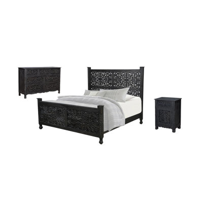 Harleen Solid Wood Piece Bedroom Set