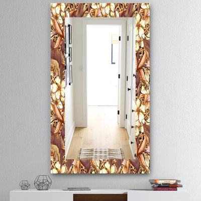 Miroir d’appoint mural décoratif à fleurs bohémien et éclectique exotiques
