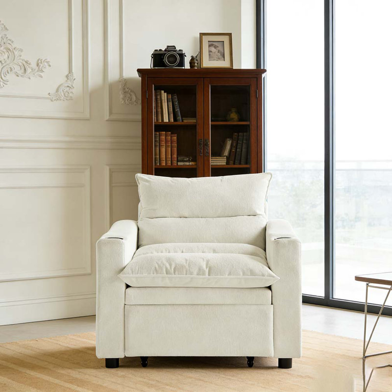 Canapé-lit réglable en tissu velours moderne, Beige