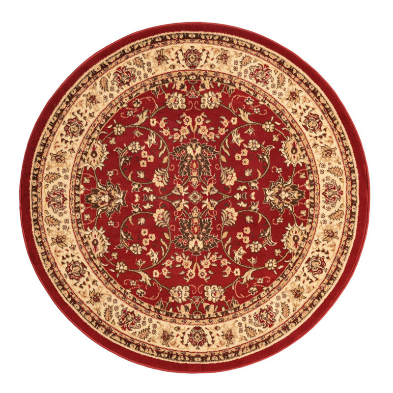 Bhatari Oriental Burgundy Area Rug, Round 6'1", Burgundy