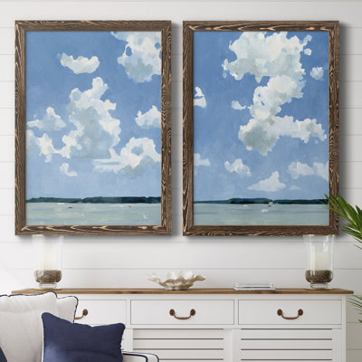 «Juillet Lakeside I», ensemble de 2 peintures sur toile encadrées
