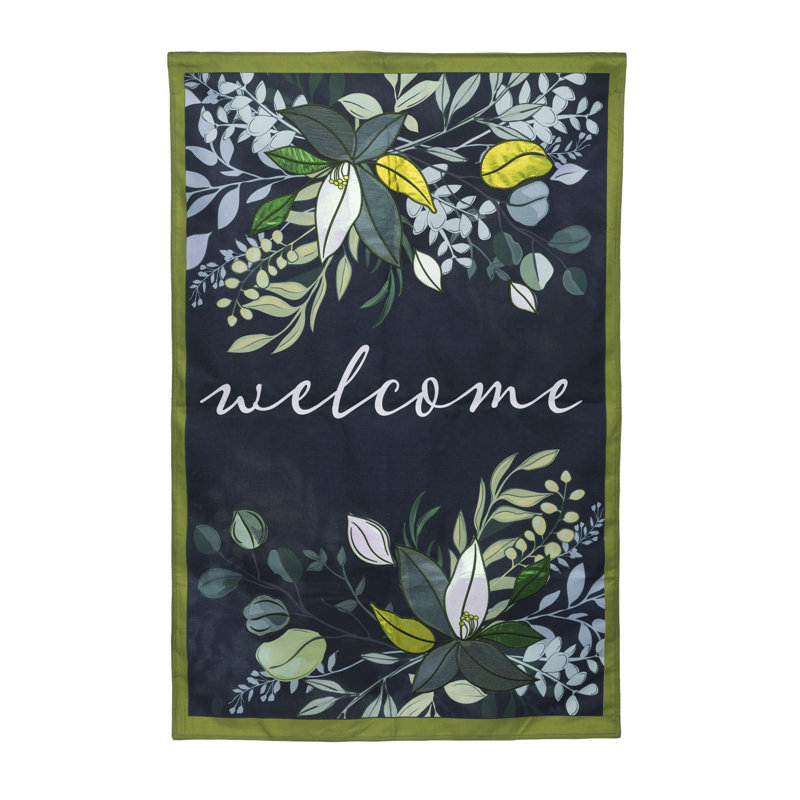 Drapeau de jardin à deux côtés en polyester 55 po x 36 po Botanical Welcome Estate