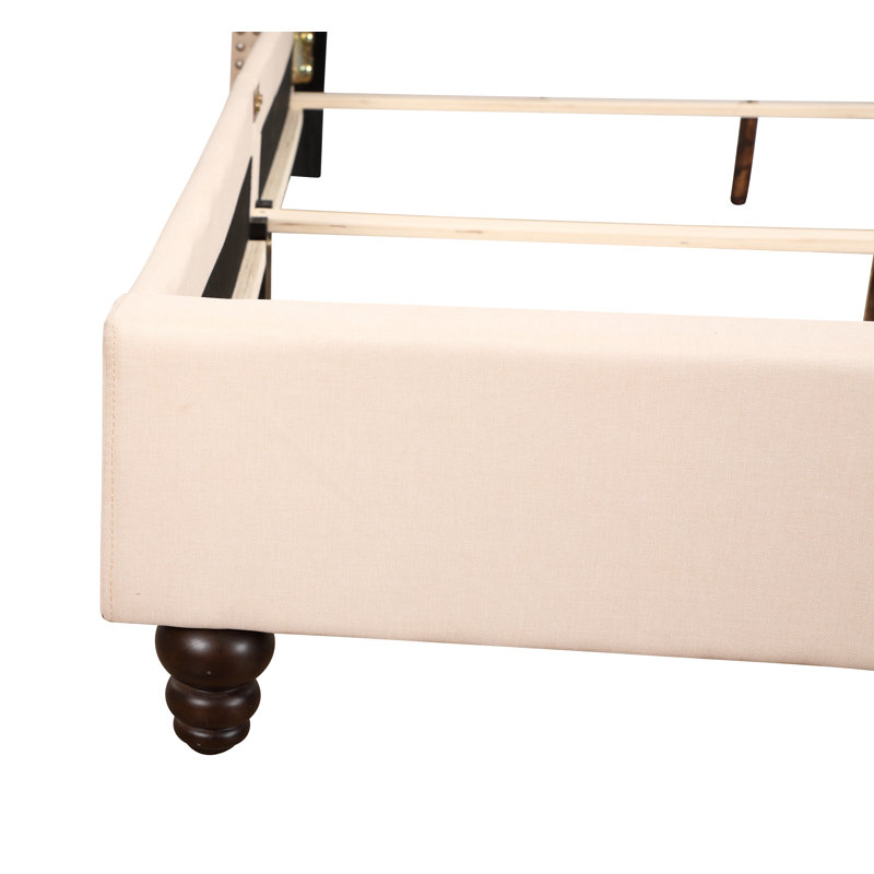 Ashe Upholstered Wingback Bed, King, Beige