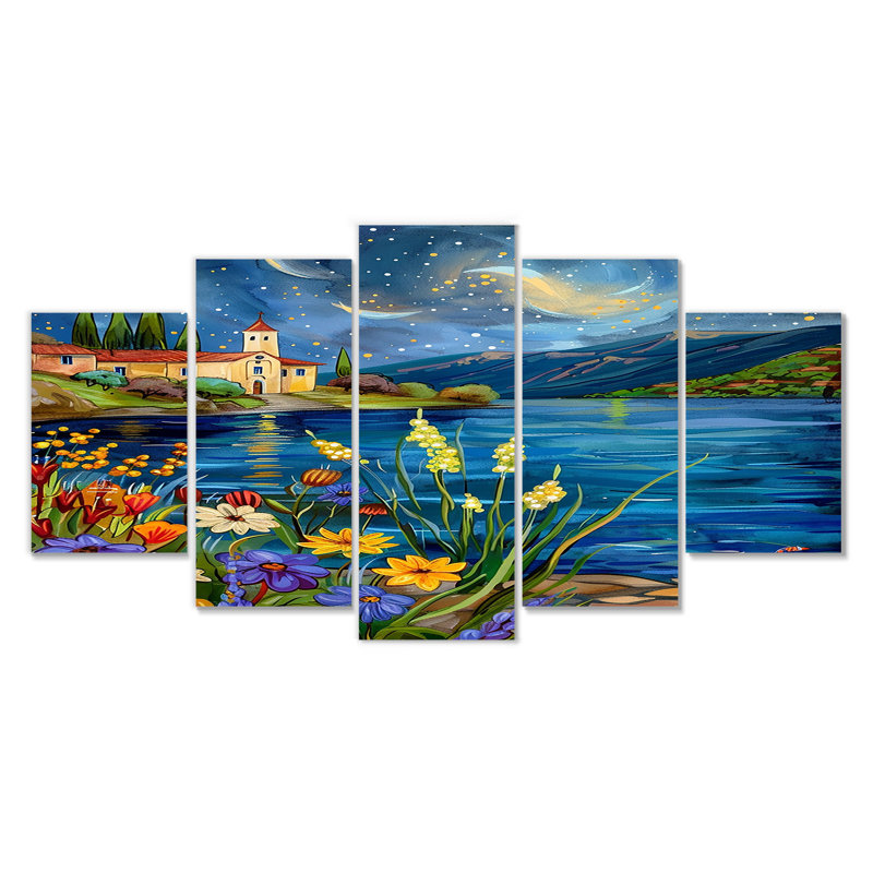 Noelie - River, art mural sur toile 5 pièces