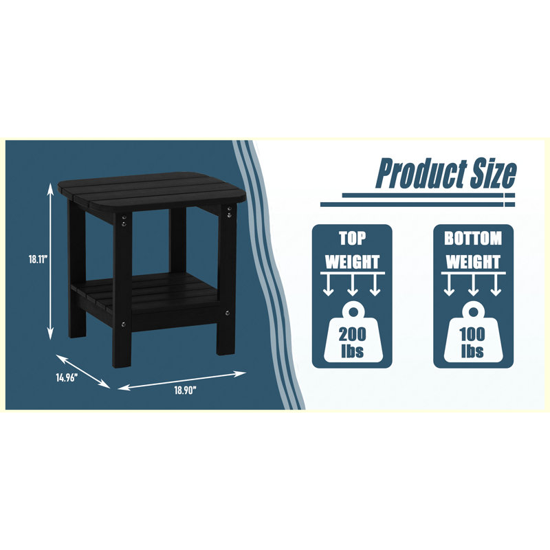 Table d'appoint extérieure à deux niveaux en résine de 48 cm (18,9 po), résistante aux intempéries, idéale pour patio, véranda ou bord de piscine.