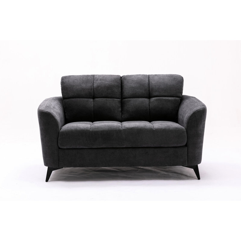 Tissu tissé 60 po, profondeur d'assise 21,5 po, assise à ressorts ensachés, coussin gris avec largeur de 42 po, velours