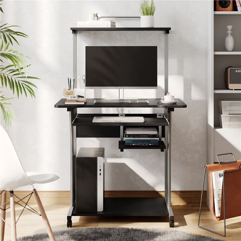 Computer Desk with Shelf, Black