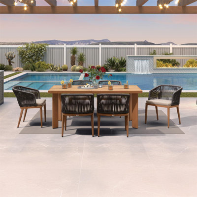 6 - Person Patio Dining Set Rectangular Table with Cushions Included