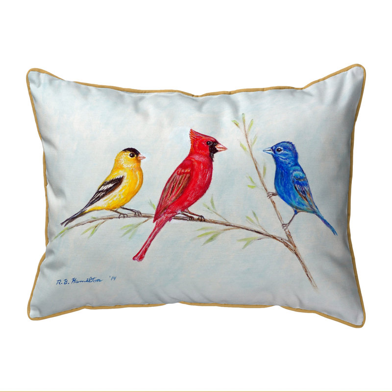 Three Birds Outdoor Throw Pillow, Large