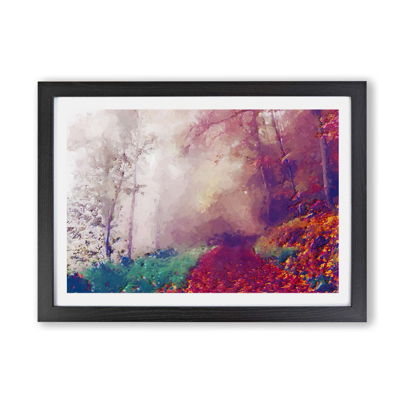 Forest Pathway - Single Picture Frame Print, Black, 24cm H x 33cm W x 2cm D