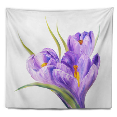 Crocus en tapisserie de fond blanc Floral