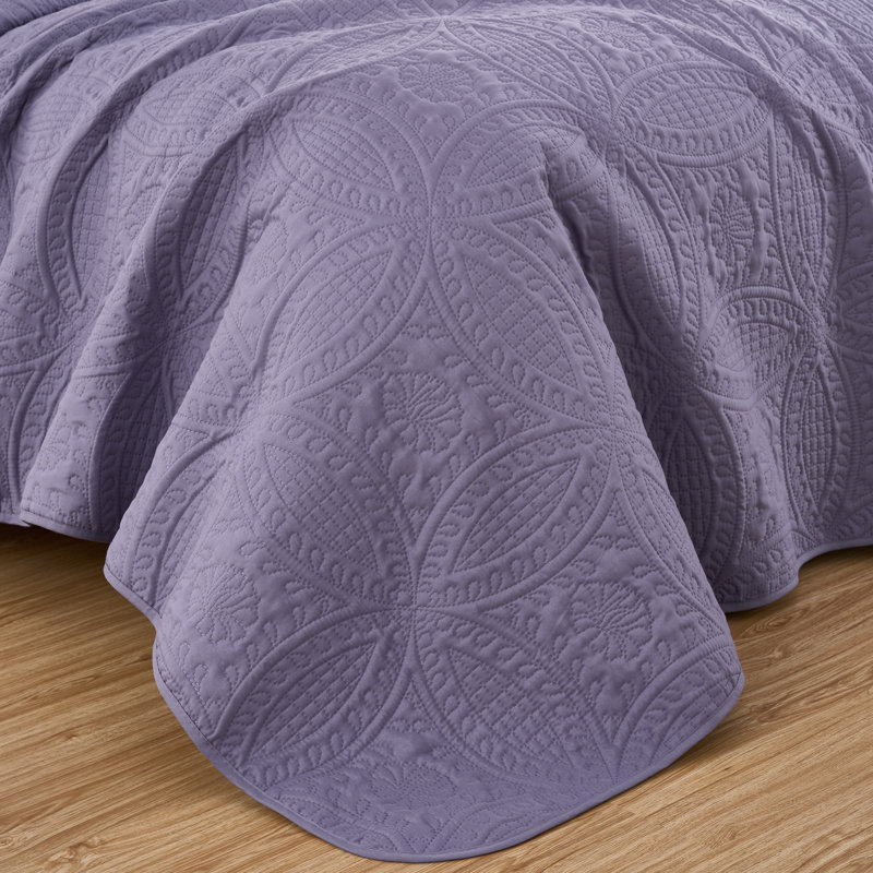 Austin Microfiber Reversible 3-Piece Coverlet / Bedspread Set, Queen Coverlet / Bedspread + 2 Standard Shams, Dusty Purple