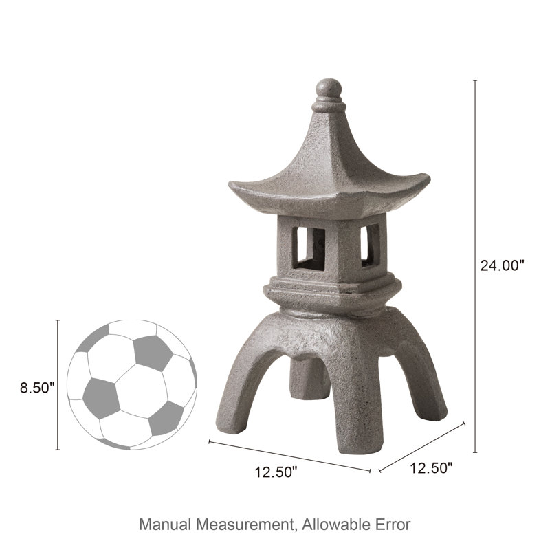 24"H MGO Faux Concrete Pagoda Garden Statue