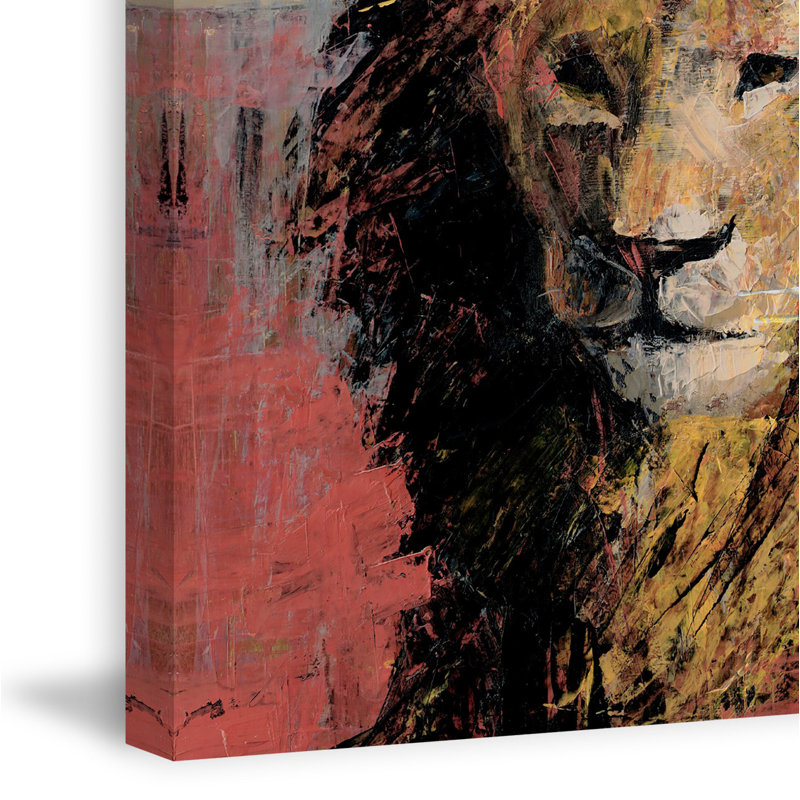 Bonjour Lion Wrapped Canvas Painting, 61cm H x 41cm W x 3.81cm D
