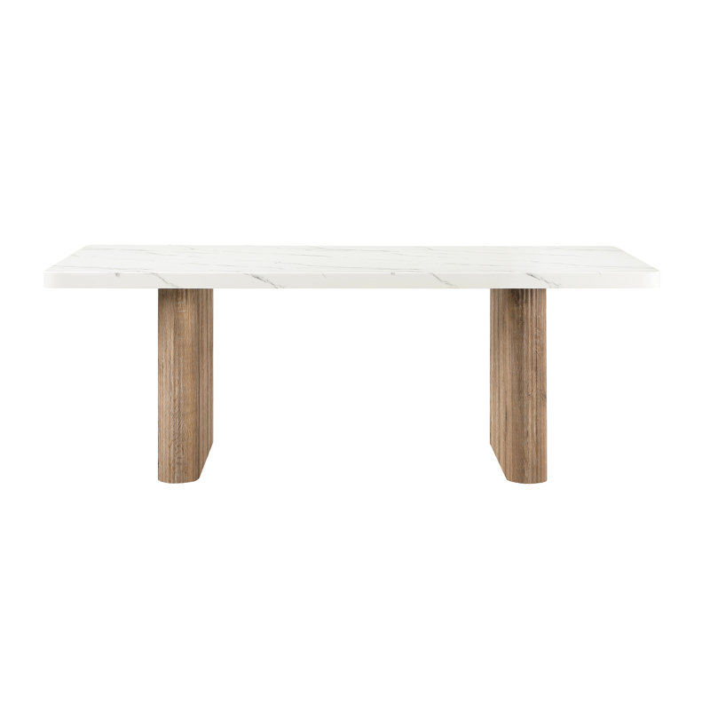 D2504 White Faux Marble Dining Table