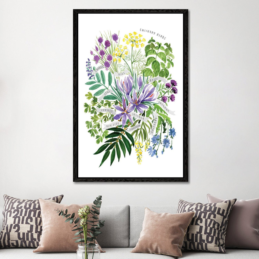 Culinary Herbs Bouquet In Watercolor by Blursbyai - Gallery-Wrapped Canvas Giclée on Canvas