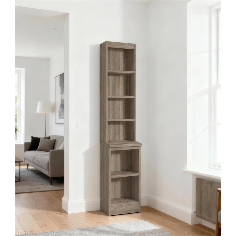 Brendaly 182cm H x 30cm W Standard Bookcase, Grey Nebraska