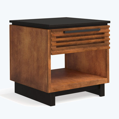 Liddel 24" Side Table, No Assembly Required, Bourbon and Black Finish
