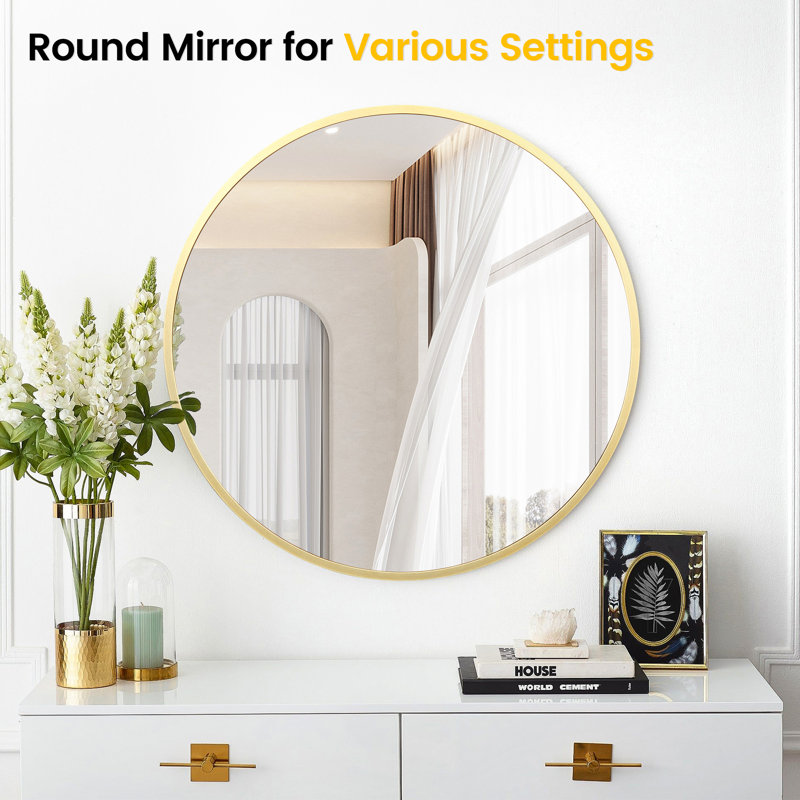 Metal Mirror, 30" Round Gold